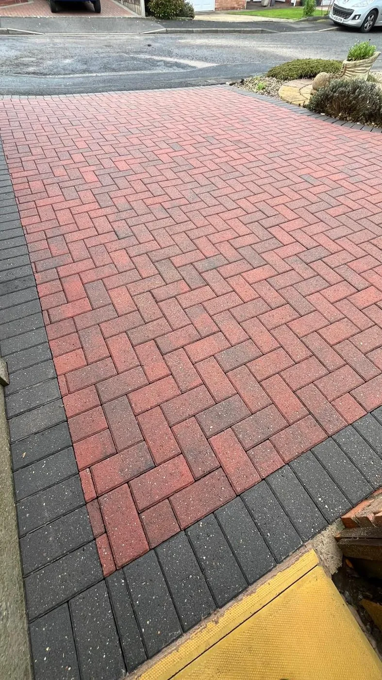 Clean block paved driveway after cleaning and re-sanding