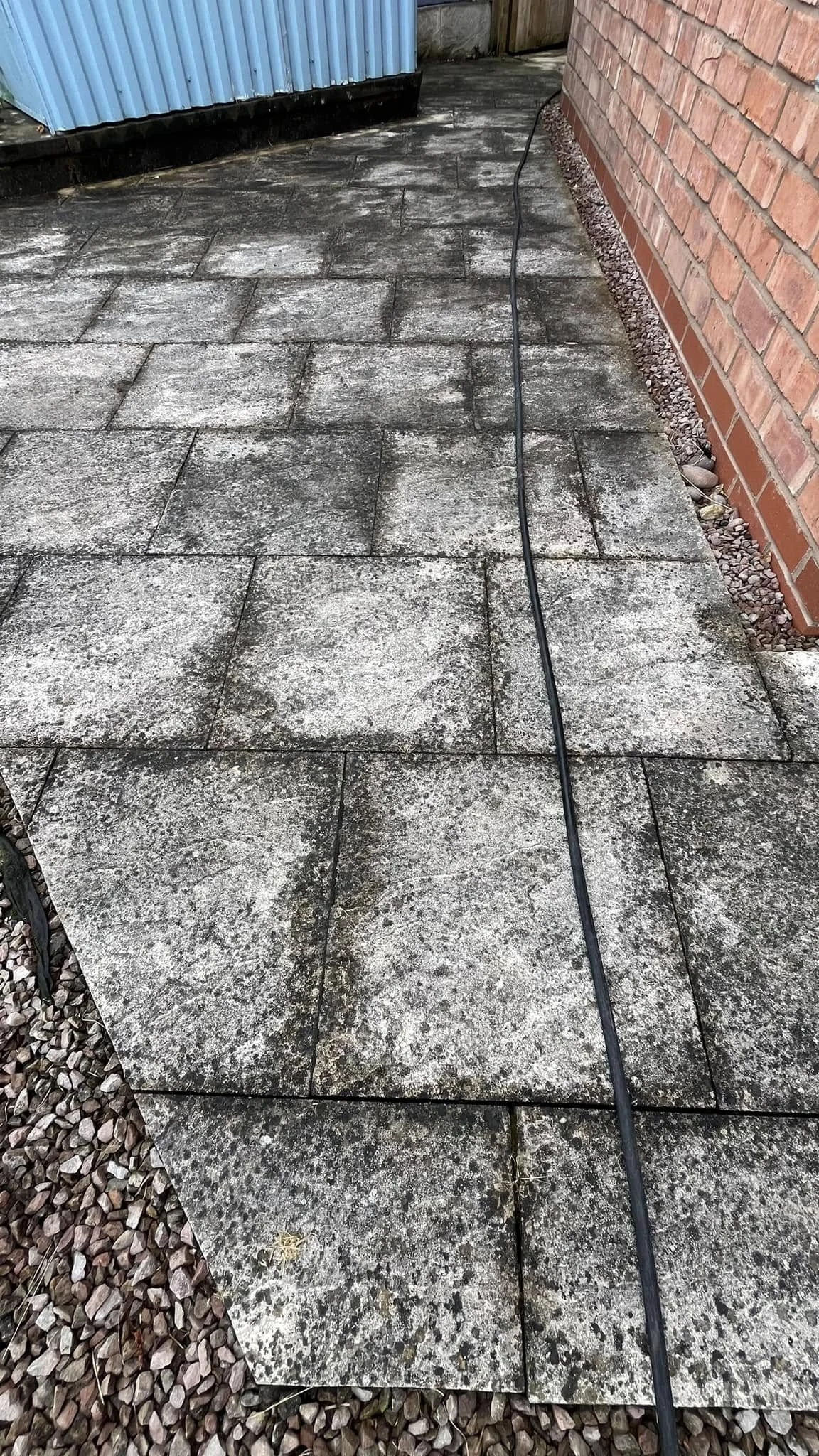 Patio slabs before jet washing in Bromsgrove